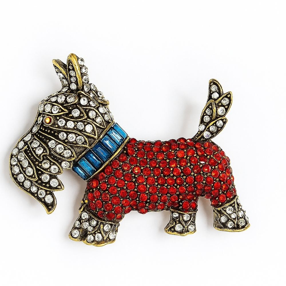 Vintage Rhinestone Scottie Dog Brooch Pin